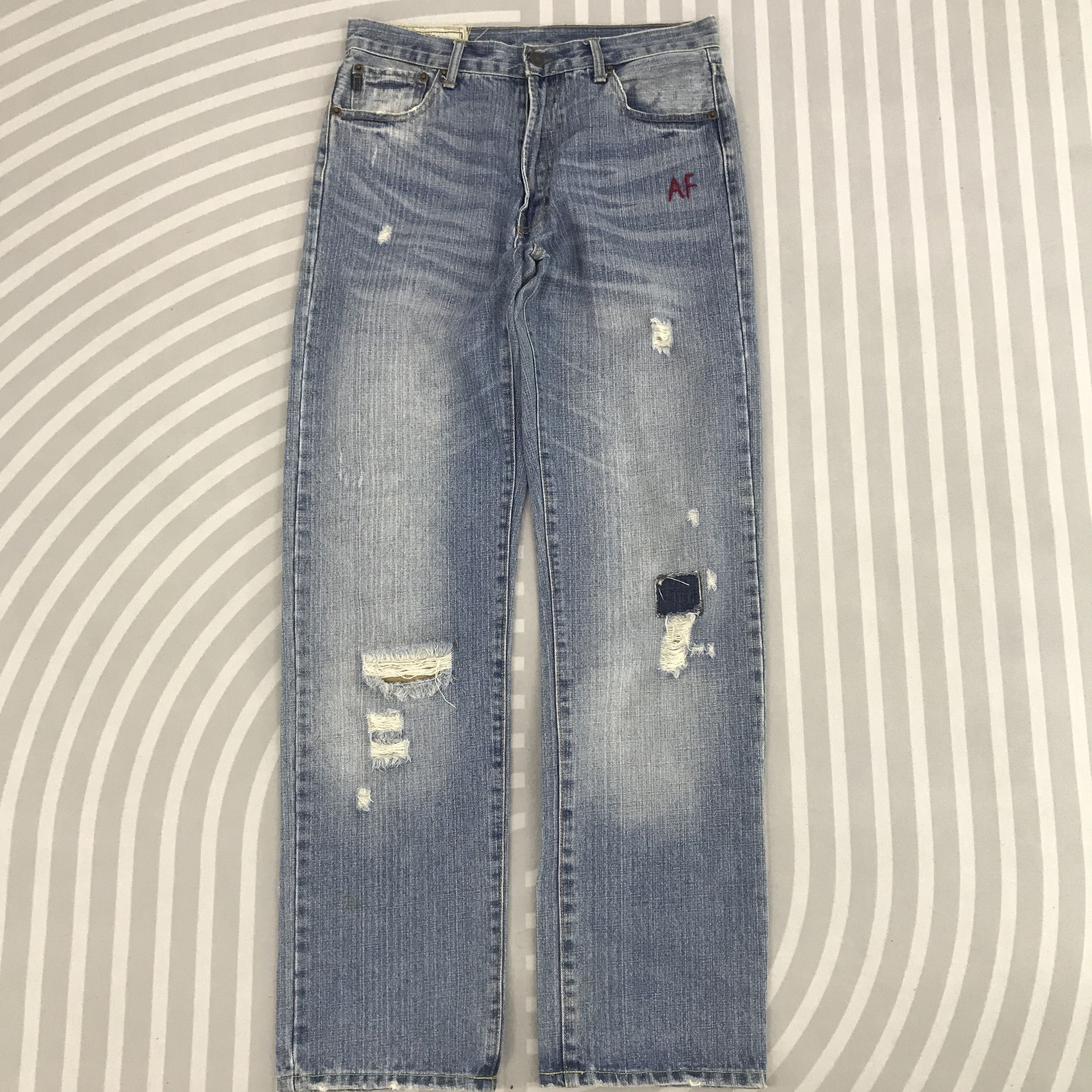 Abercrombie & Fitch × Vintage Baggy Denim Abercrombie & Fitch Distressed Jeans pants Size US 30 / EU 46 - 1 Thumbnail