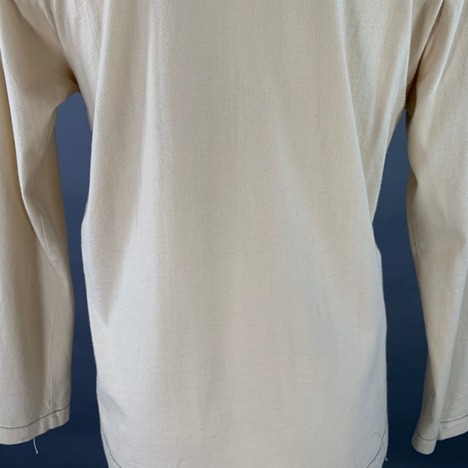 Nice Collective Size M Cream Black Jersey Distressed Henley Pullover Size US M / EU 48-50 / 2 - 6 Thumbnail
