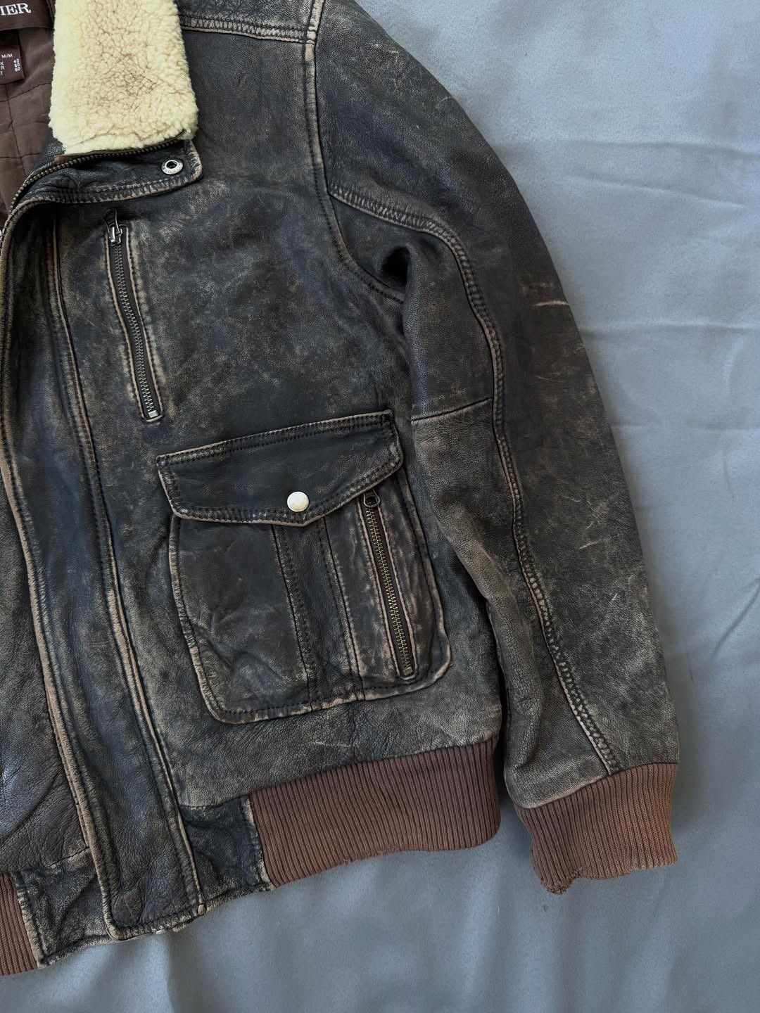 Danier Vintage Danier Aviator Bomber Leather Jacket Brown (M) Size US L / EU 52-54 / 3 - 10 Thumbnail