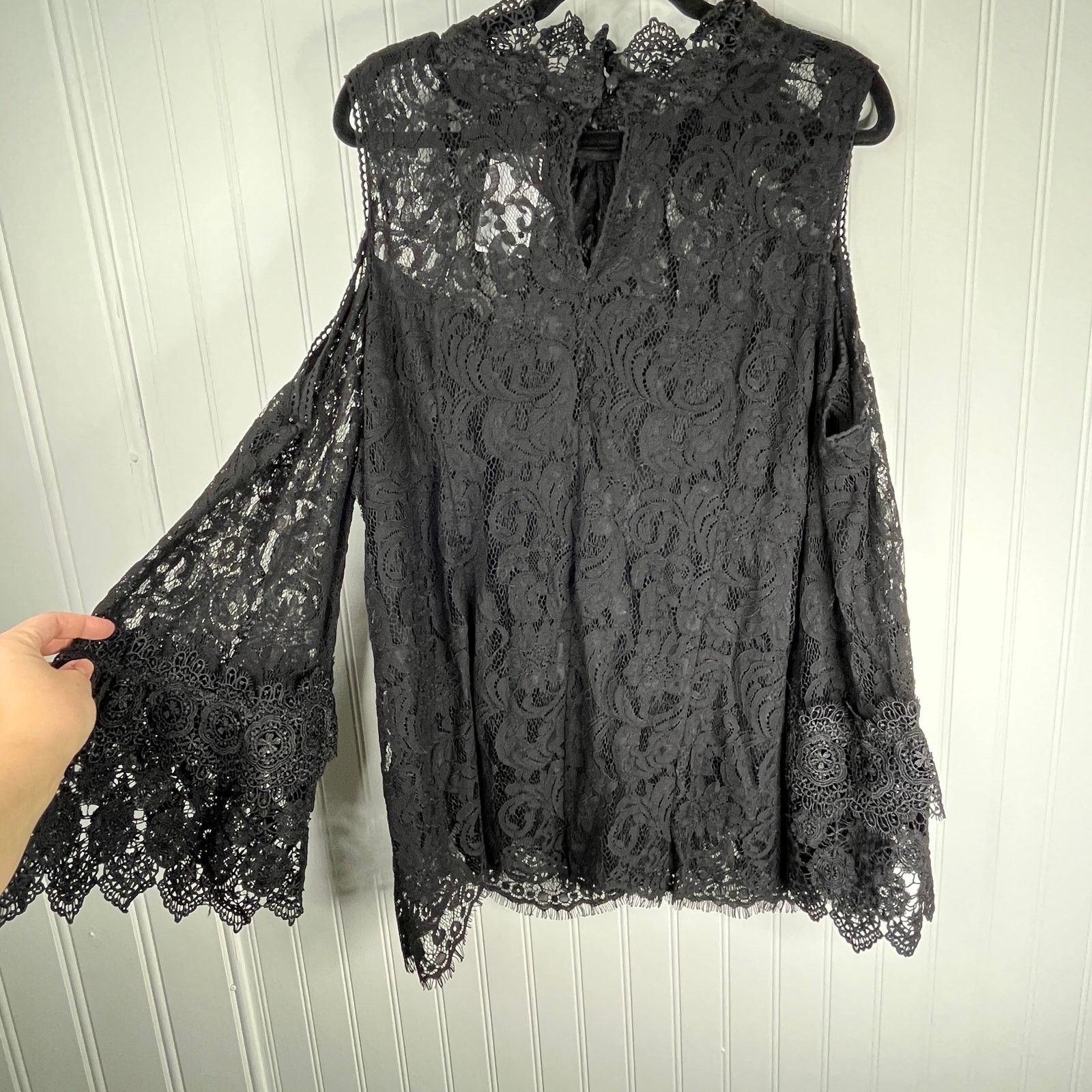 Other NWT Roaman's Lace Cold-Shoulder Top Black Witchy Formal Size 3XL / US 20-22 - 14 Thumbnail