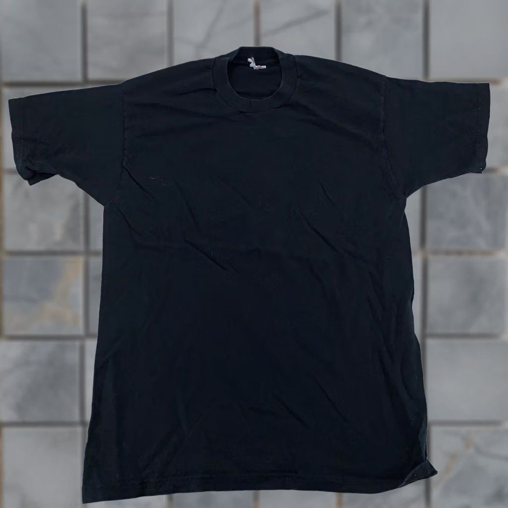 Vintage VINTAGE 90s Black Cotton Crewneck T-Shirt Mens Medium/Large Basic Tee Size US M / EU 48-50 / 2 - 1 Thumbnail