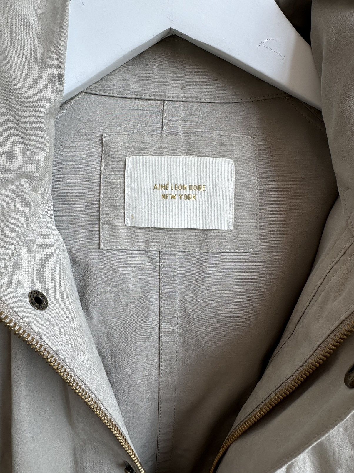 Aime Leon Dore Hooded Top Coat - Large / Silver Birch