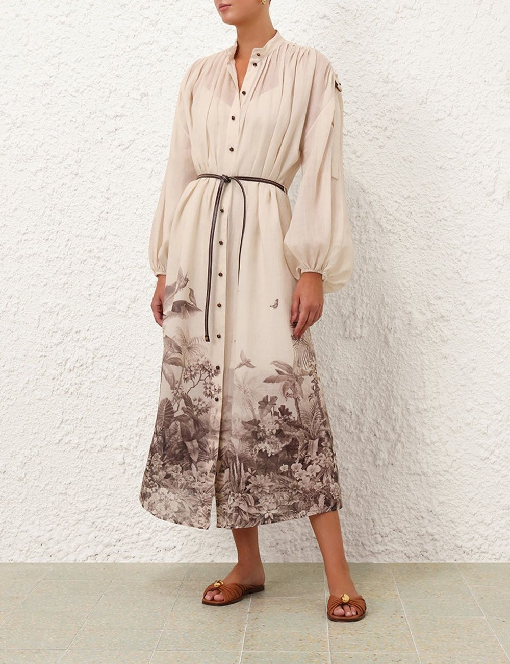 Zimmermann o1w1db10925 Wylie Midi Shirt Dress in Multicolor Size L / US 10 / IT 46 - 2 Thumbnail