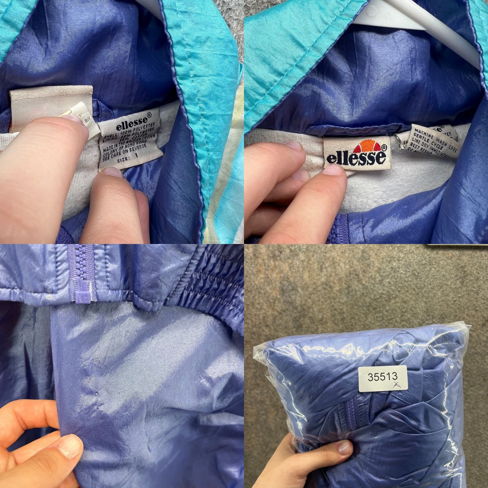 Ellesse VINTAGE Ellesse Tracksuit Women 1 Blue 90s 80s Nylon Windbreaker Zip Long Sleeve 2 Piece Regular Mens Womens Boys Girls Size XS / US 0-2 / IT 36-38 - 9 Thumbnail