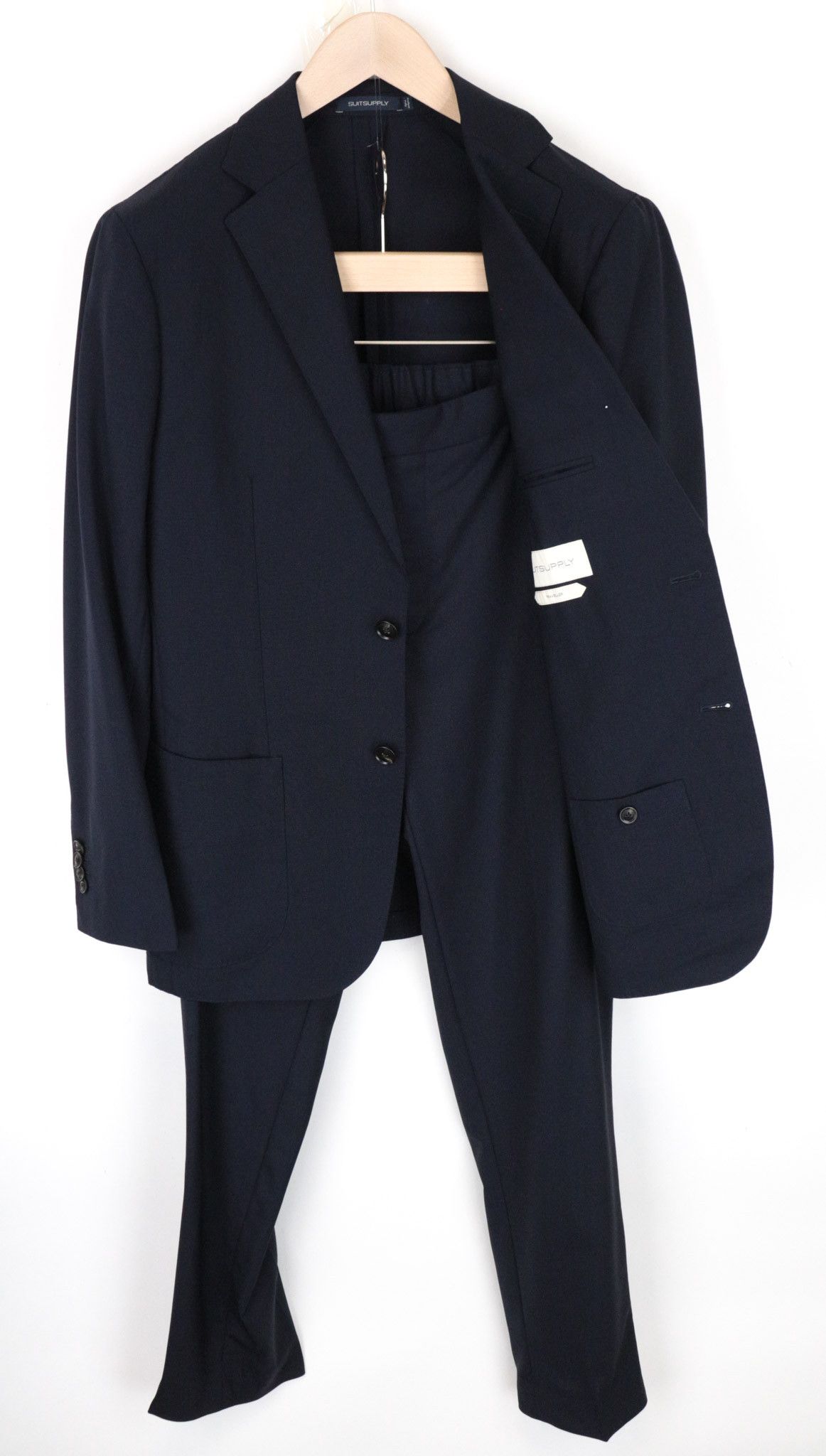 image of Suitsupply Havana Traveller Uk38R Slim Blue Wool Unlined Suit 68890, Men's