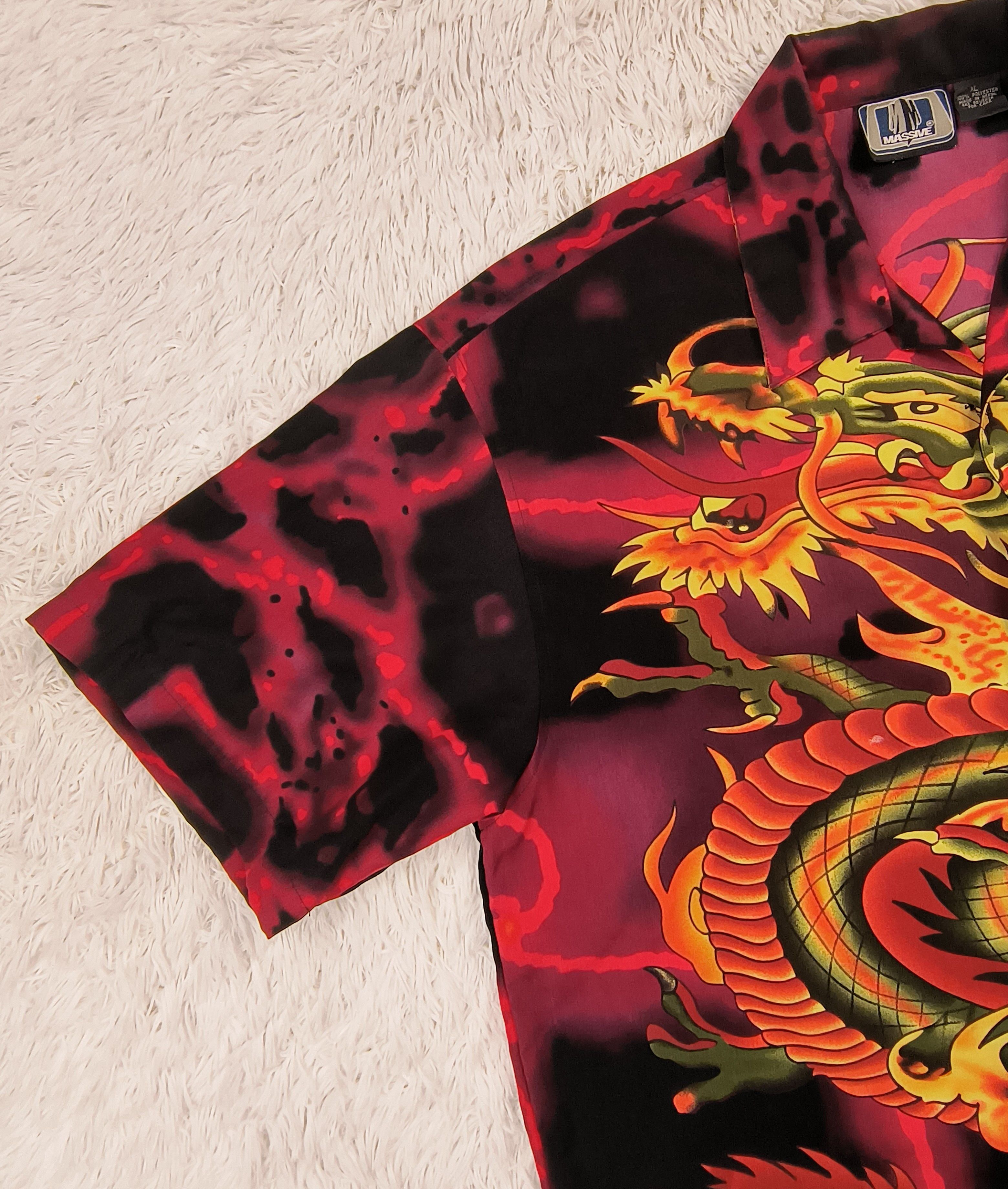 Massive Vintage Chinese dragon 90s button up shirt Size US XL / EU 56 / 4 - 4 Thumbnail