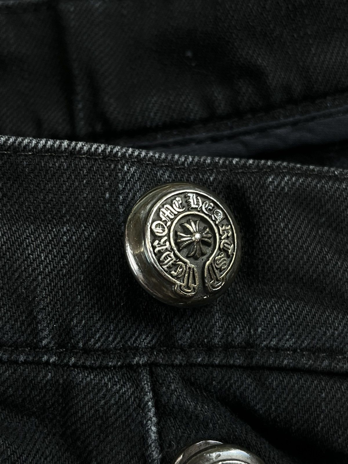 Chrome Hearts Chrome Hearts Thrashed Fleur Knee Bootcut Faded Denim Jeans Size US 30 / EU 46 - 18 Thumbnail