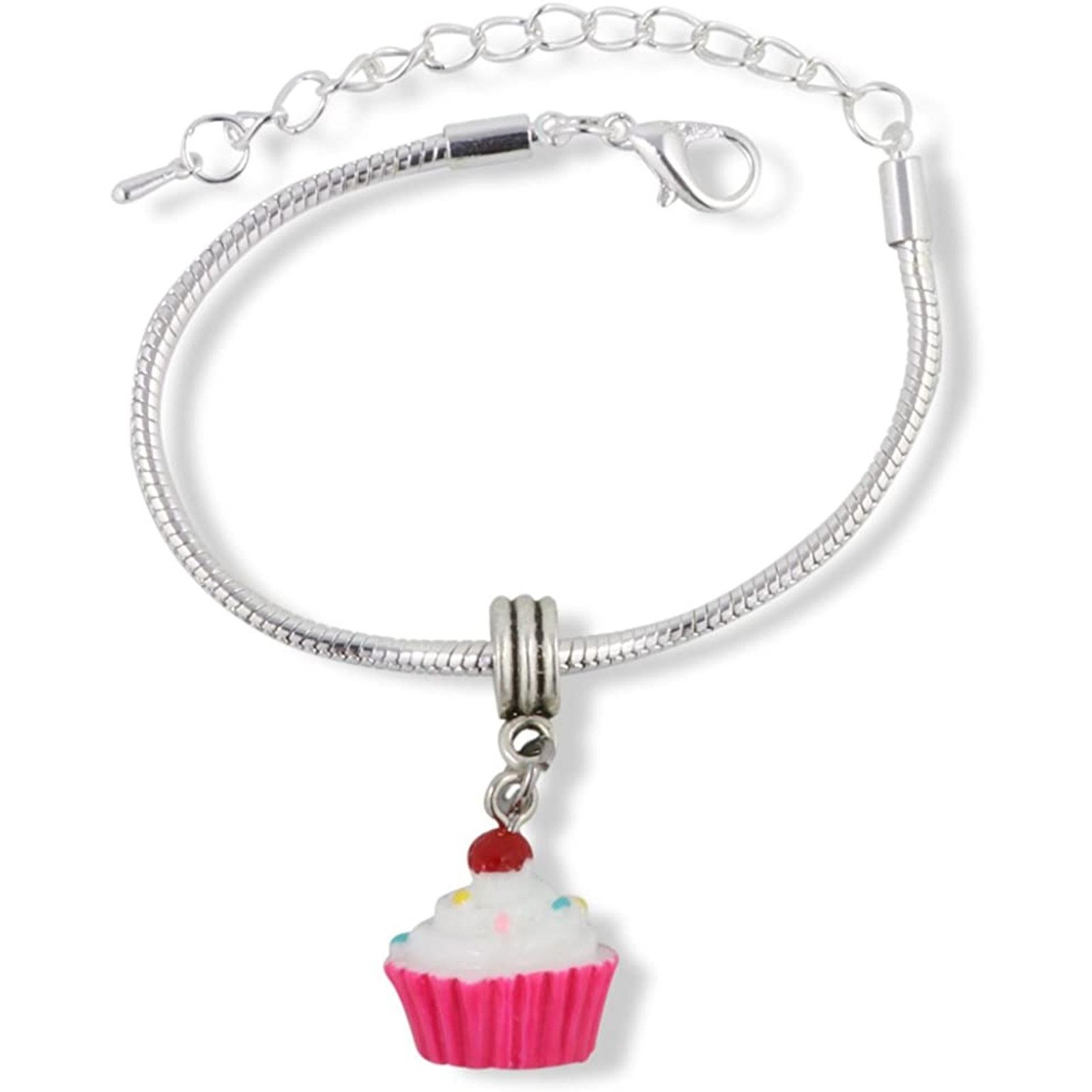 & Other Stories Cupcake (White and Pink Enamel) Snake Chain Charm Bracelet Size ONE SIZE - 1 Thumbnail