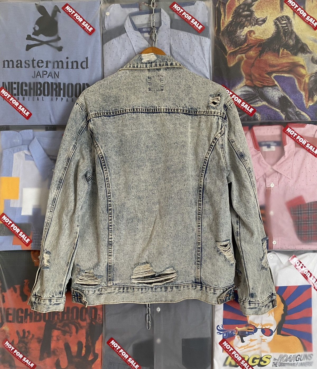 Bershka Vintage Distressed Trash Berska Denim Jacket like Amiri Size US M / EU 48-50 / 2 - 2 Thumbnail