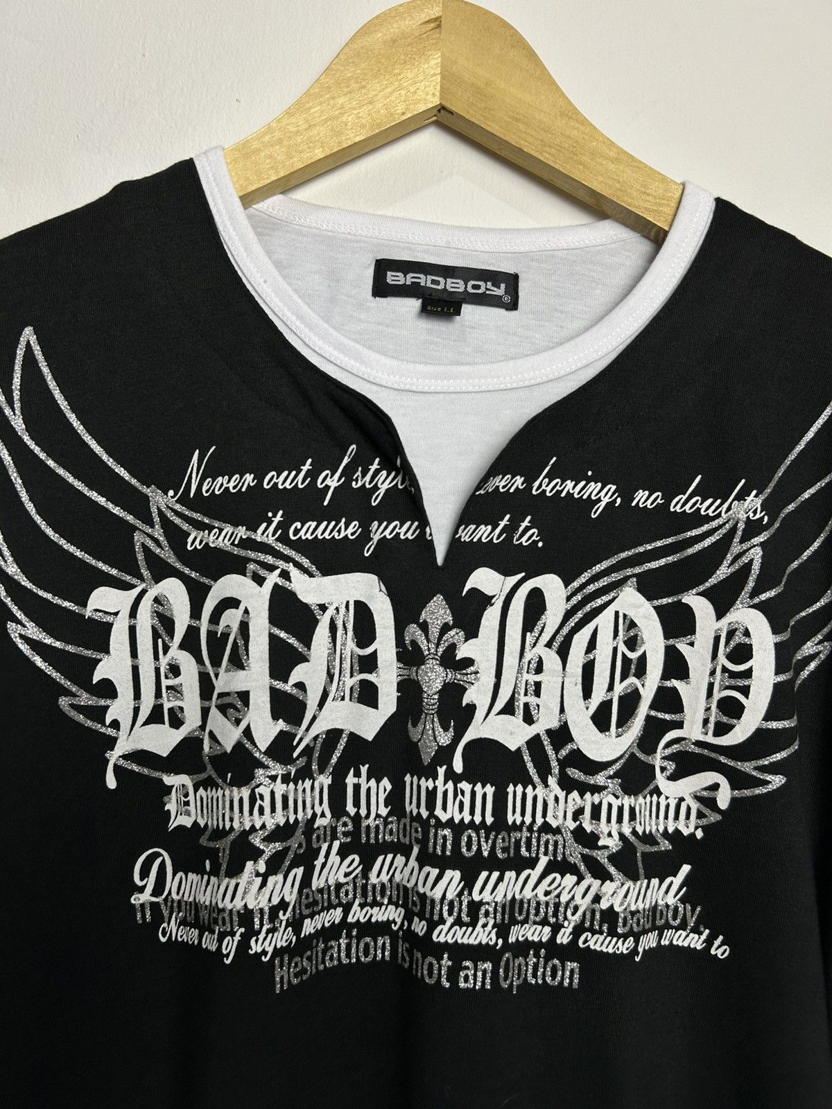 Japanese Brand Y2k Badboy USA double Layer Poem longsleeve Size US L / EU 52-54 / 3 - 4 Thumbnail