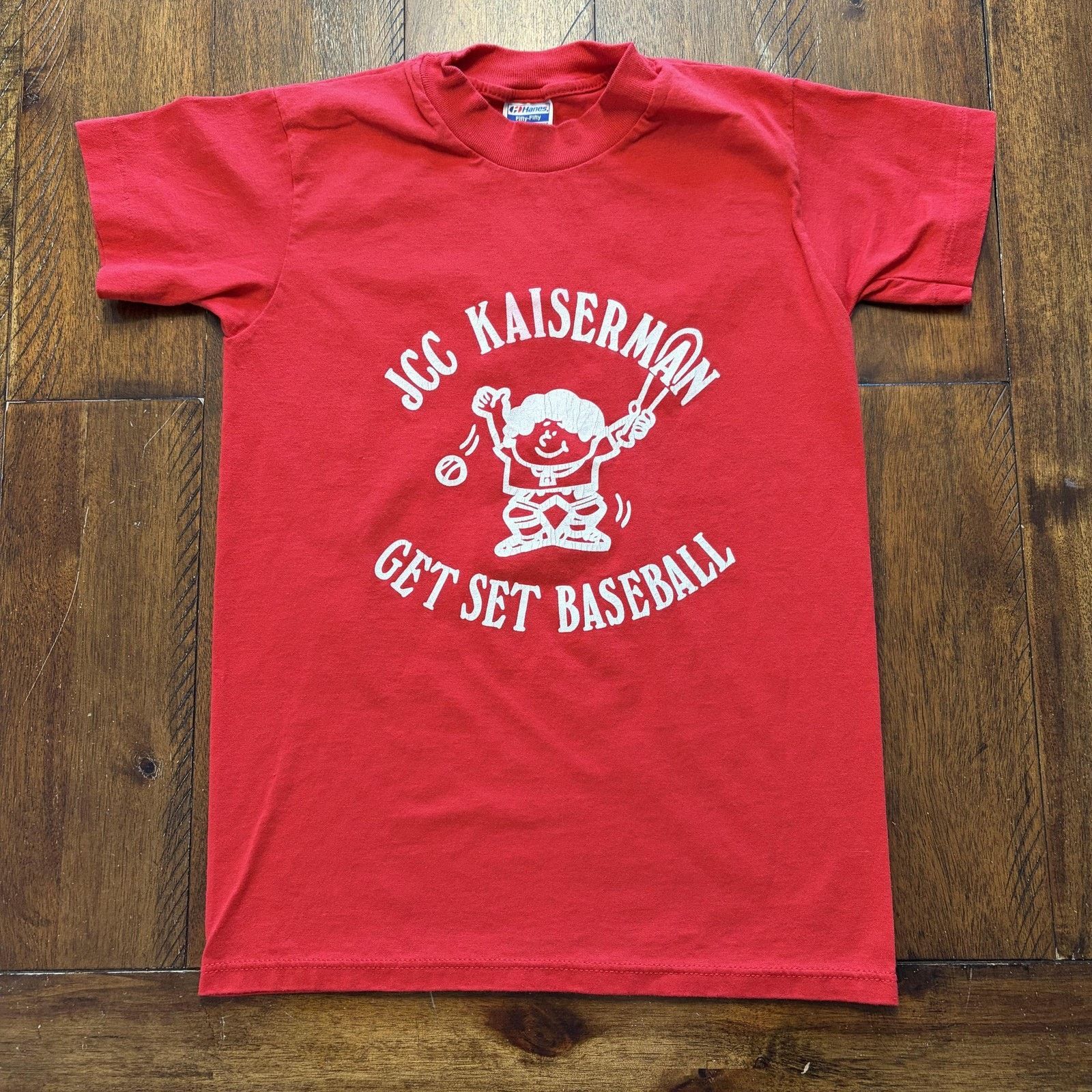 Hanes Vtg JCC Kaiserman Get Set Baseball Shirt Youth 10-12 Hanes Size US XXS / EU 40 - 2 Thumbnail