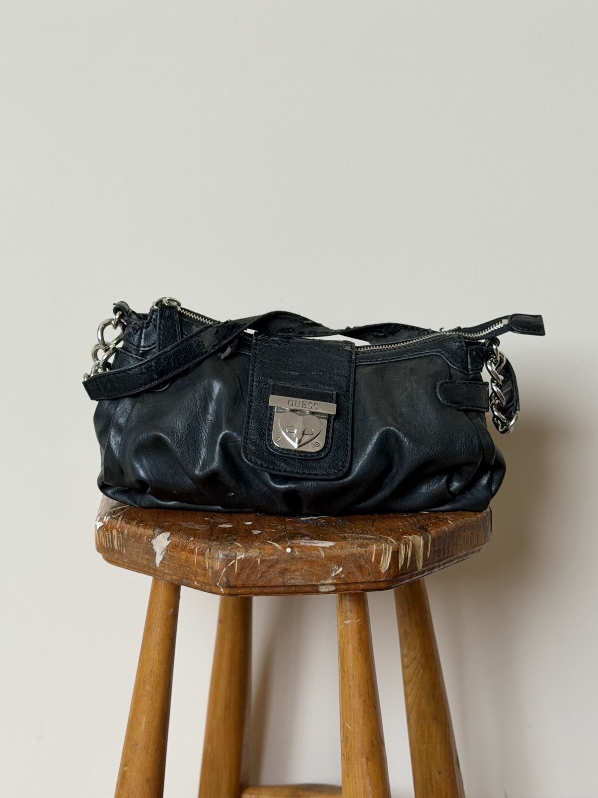 KMRii vtg leather y2k guess goth punk type leather bag Size ONE SIZE - 1 Thumbnail