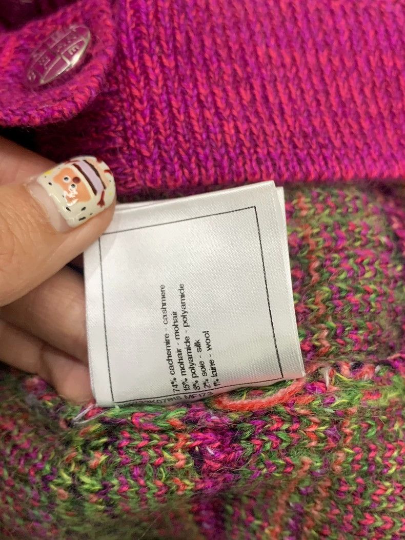 Chanel Chanel Pink color-blocked plaid cashmere knitted cardigan Size XS / US 0-2 / IT 36-38 - 7 Thumbnail