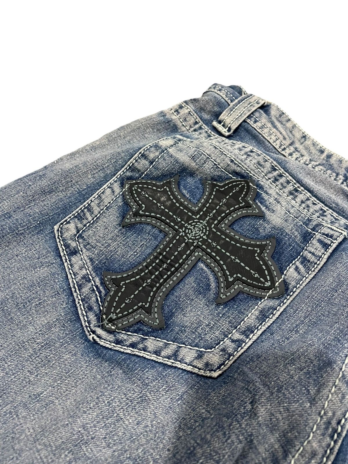 If Six Was Nine Xtreme Couture Cross Pocket Jeans Size US 35 - 6 Thumbnail