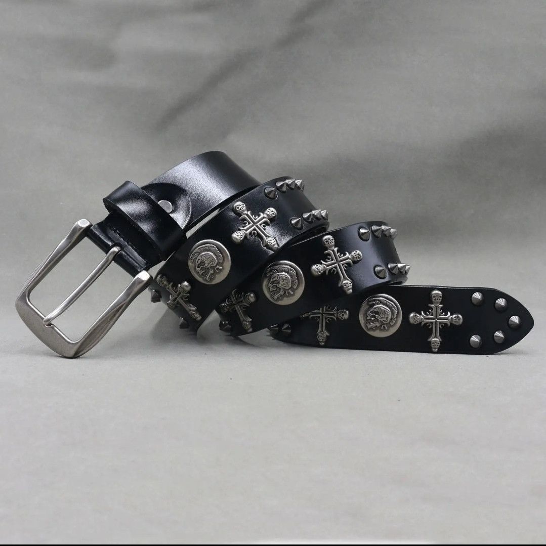 Japanese Brand Skull Cross Rivet Belt Size ONE SIZE - 3 Thumbnail