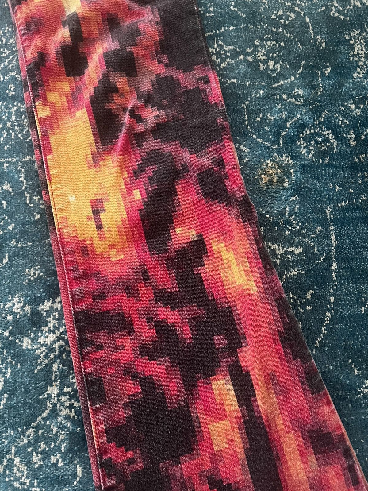 Just Cavalli × Roberto Cavalli 2001 Desi Lava Pixel Pants Size US 30 / EU 46 - 2 Thumbnail