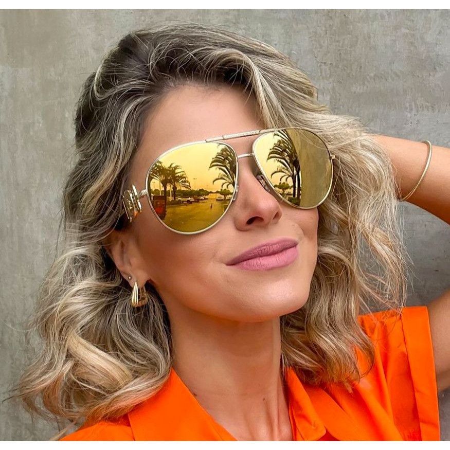 image of New Versace Ve2249 - 10027P Gold Sunglasses, Women's