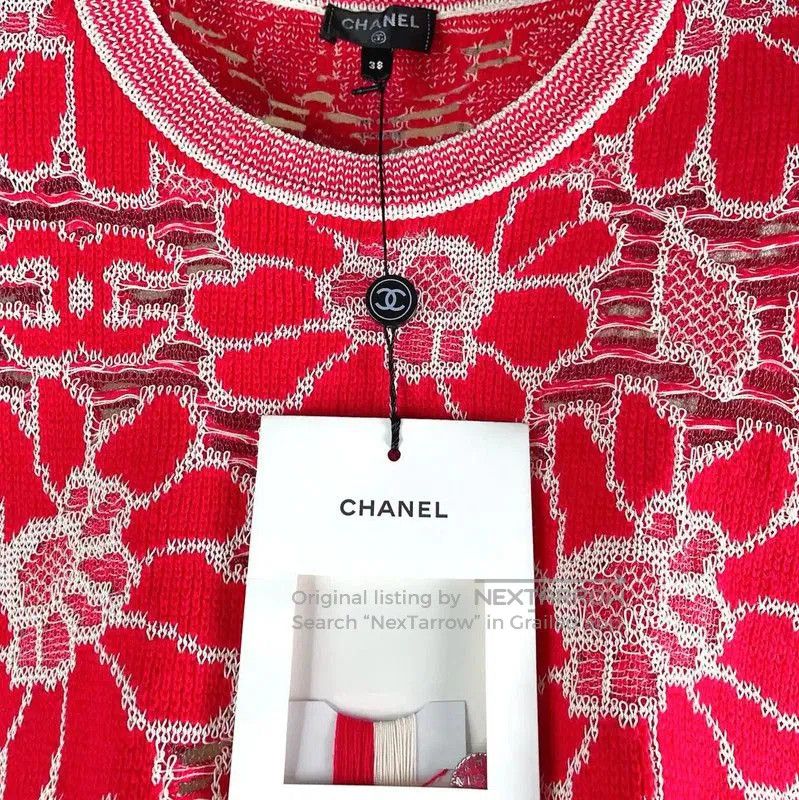 Chanel Chanel Red Wool Blend Short Sleeve T-Shirt . Size S / US 4 / IT 40 - 6 Thumbnail