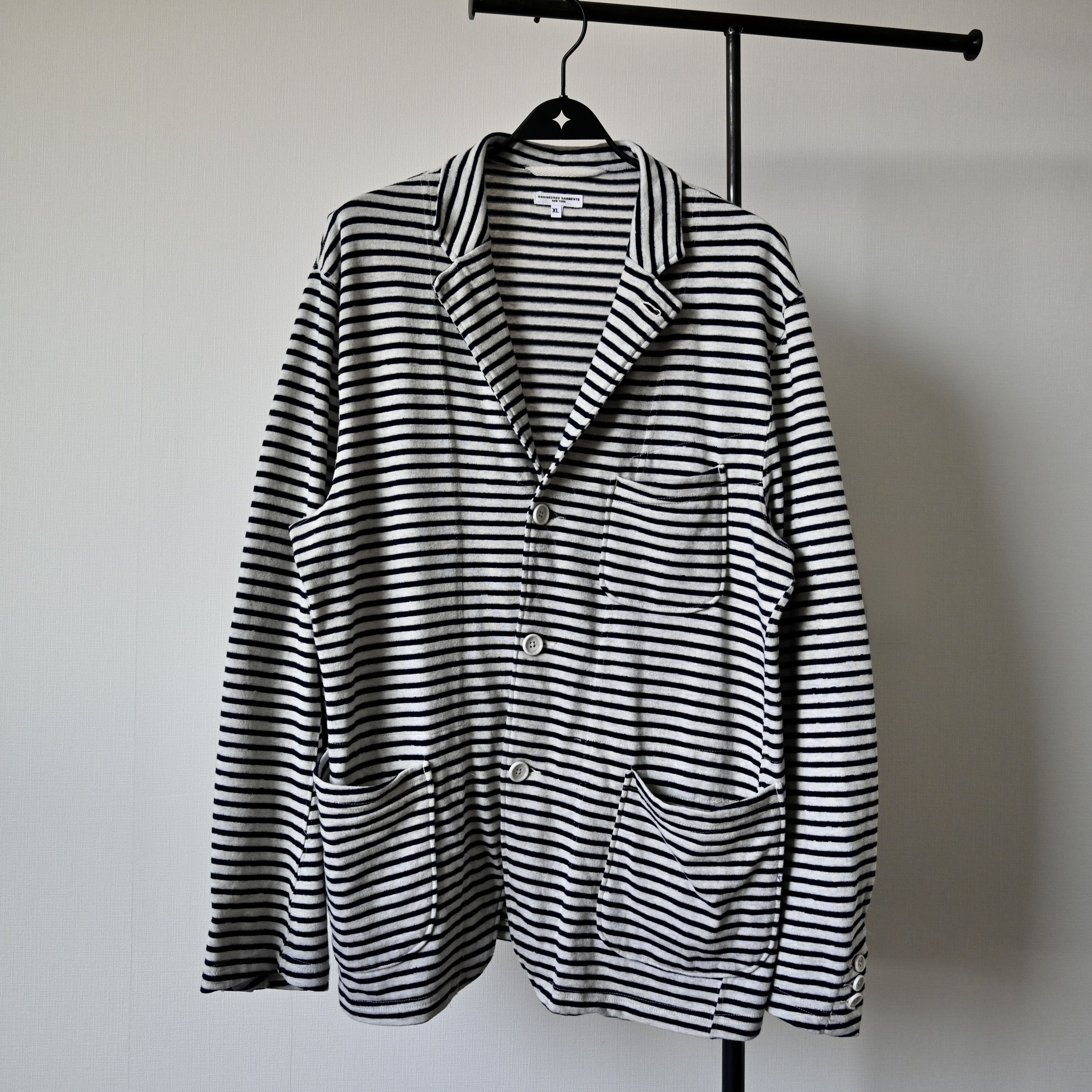 Engineered Garments Engineered Garments "Knit Jacket" striped jersey blazer, XL Size US XL / EU 56 / 4 - 1 Thumbnail