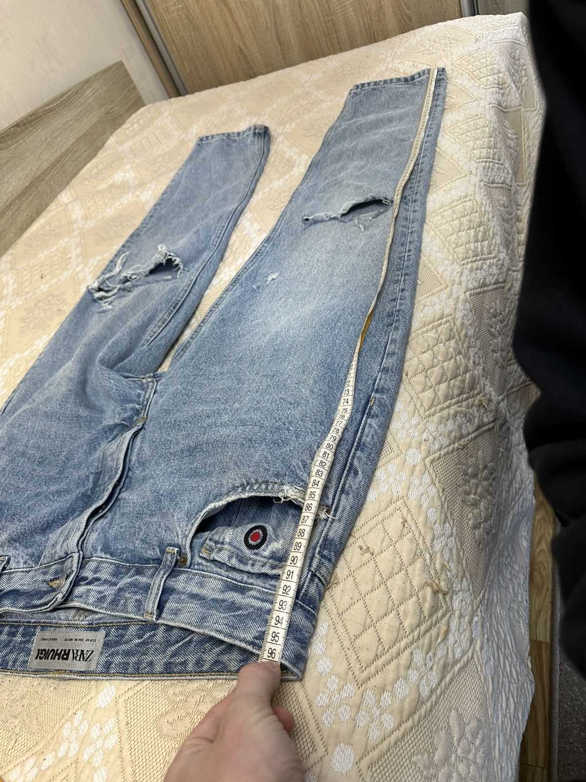 Rhude × Zara 🔥 Zara x Rhude Rhuigi Jeans Distressed Denim Pants Blue Size US 32 / EU 48 - 12 Thumbnail