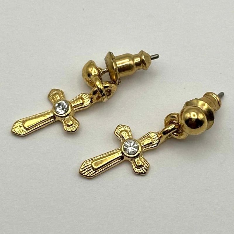 Other Gold Crystal Cross Almay Earrings Size ONE SIZE - 3 Thumbnail