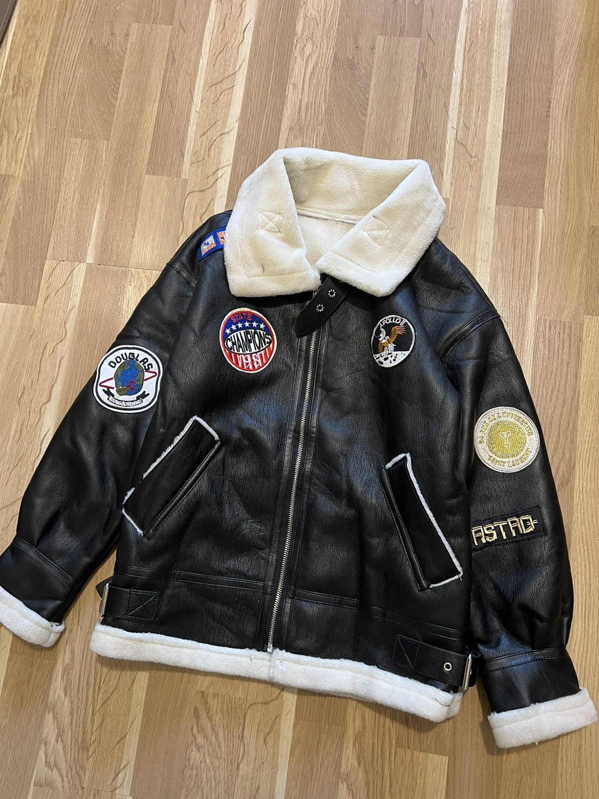 Aviator Nation × Vintage Vintage aviator leather jacket fur avant garde Avirex style Size M / US 6-8 / IT 42-44 - 3 Thumbnail