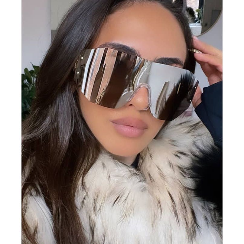 image of New Versace Ve2258 Mask Shield Sunglasses In Silver Mirrored in Gold, Men's