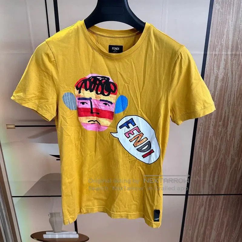 Fendi Fendi Summer Yellow Cotton Women's T-Shirt . Size L / US 10 / IT 46 - 1 Thumbnail