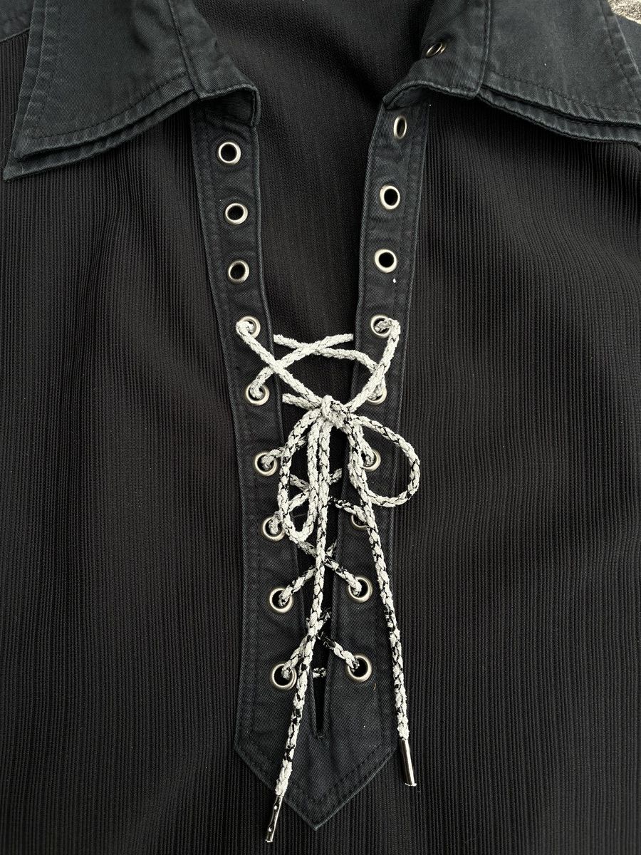 If Six Was Nine 2000s Japanese archive Lace-Up Layered Collar Shirts Vkei Size US M / EU 48-50 / 2 - 7 Thumbnail