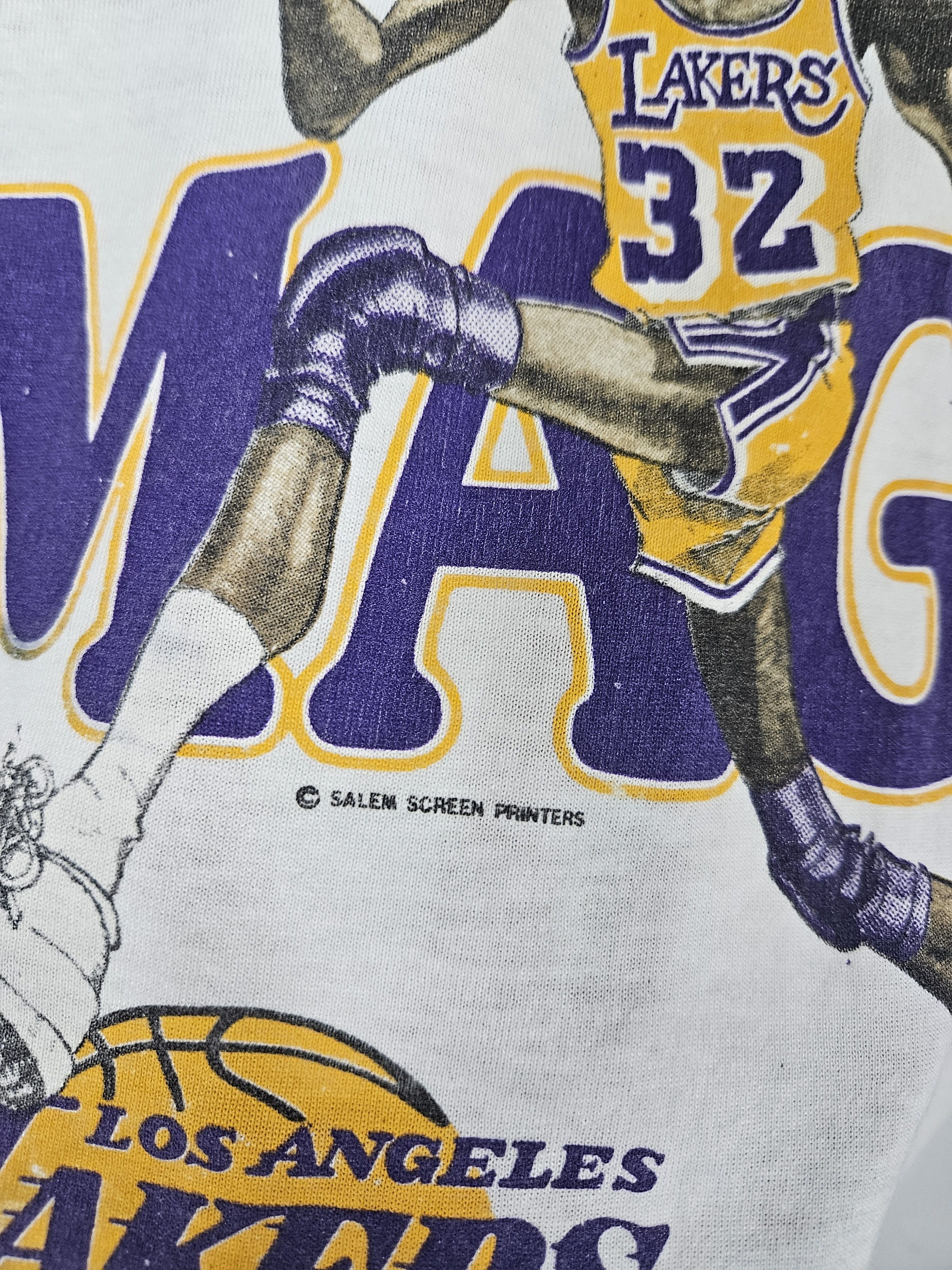 NBA × Salem Sportswear × Vintage Vintage 80s NBA Magic Johnson Lakers Shirt Size US L / EU 52-54 / 3 - 5 Thumbnail