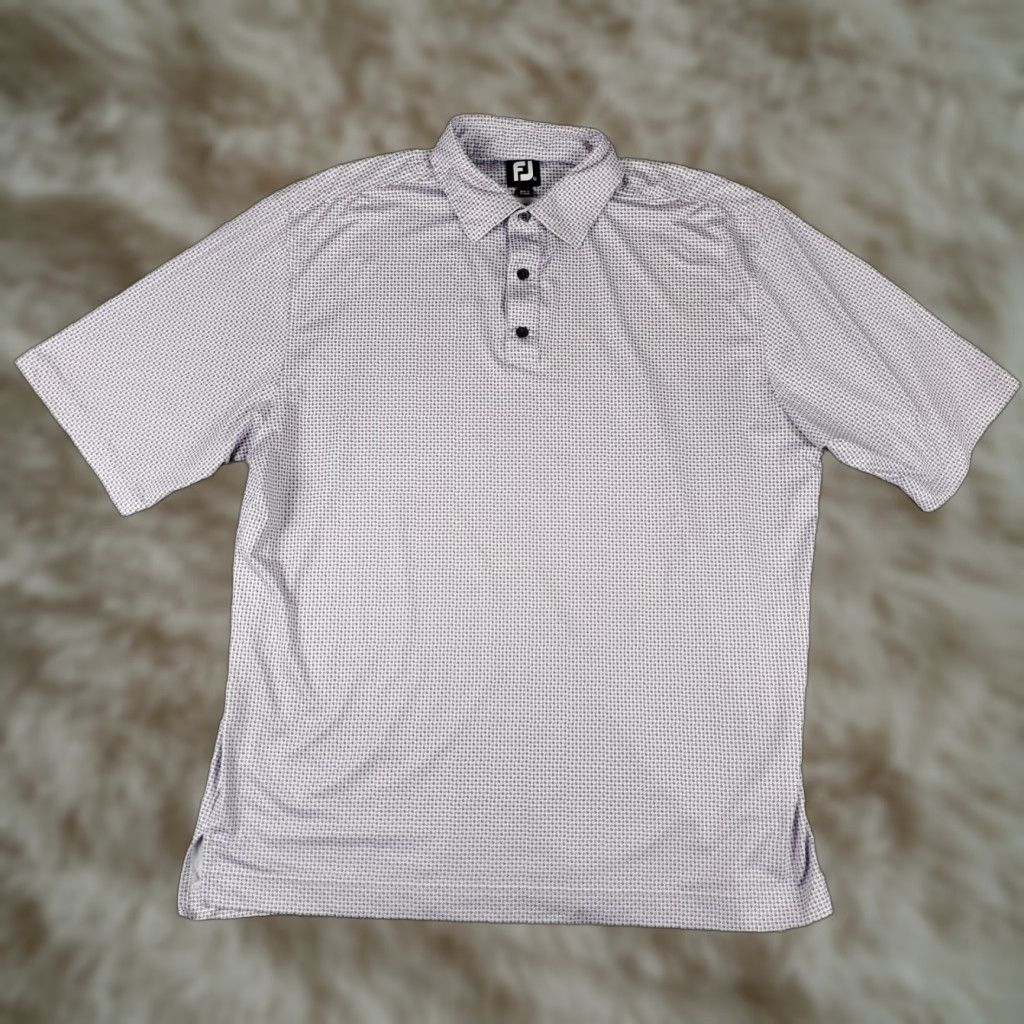 Footjoy FootJoy Polo Shirt Mens XL Purple Geometric Short Sleeve Polo Shirt Baseball Golf Casual Button Logo Size US XL / EU 56 / 4 - 1 Thumbnail