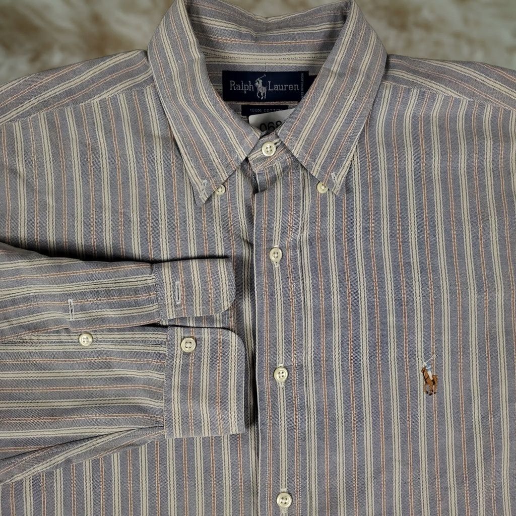 Ralph Lauren Ralph Lauren Shirt Mens 16.5 Blue Striped Pony Dress Button Up Long Sleeve Shirt Size 46R - 1 Thumbnail