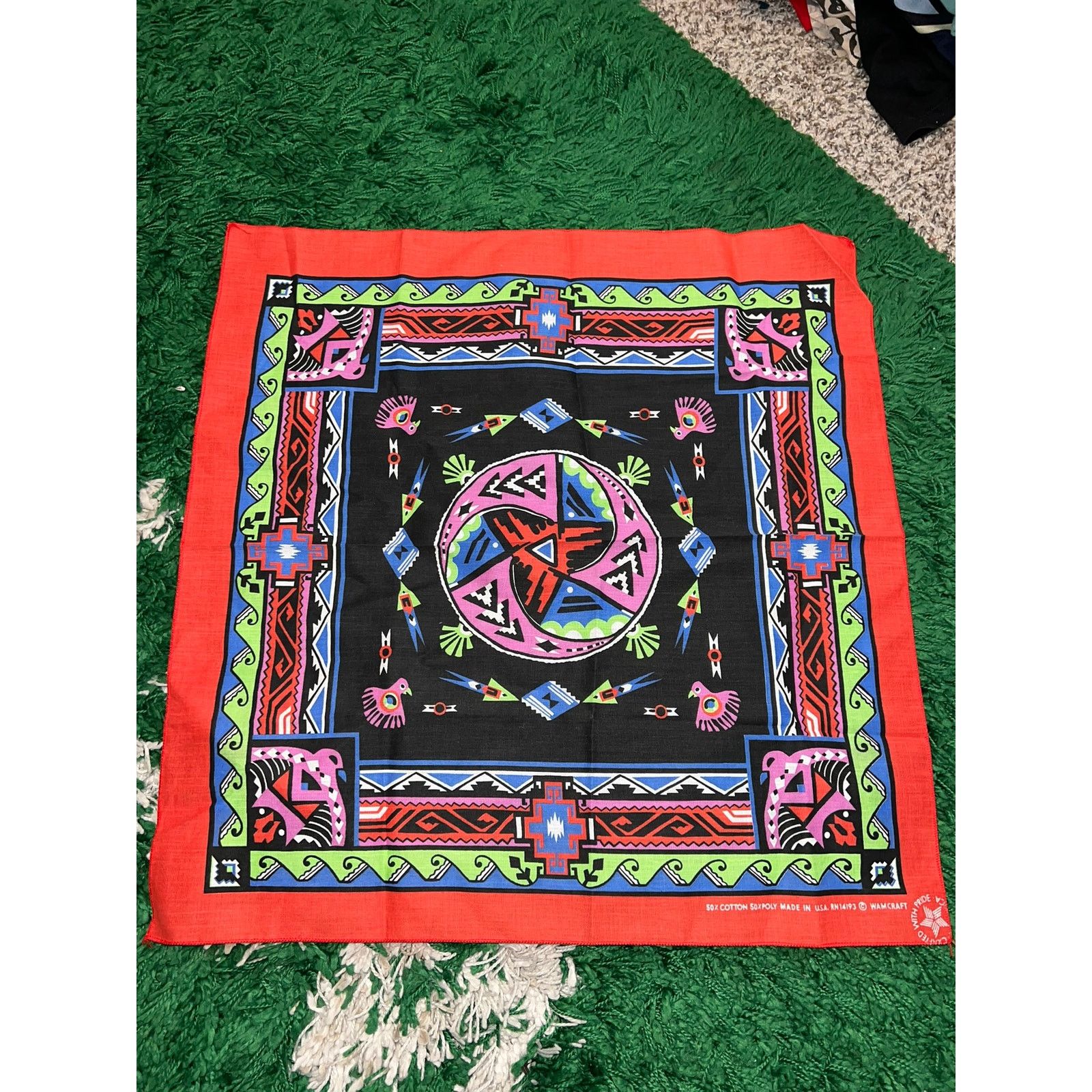 Vintage Vintage South Western Native American Design Art Red Bandana Size ONE SIZE - 1 Thumbnail