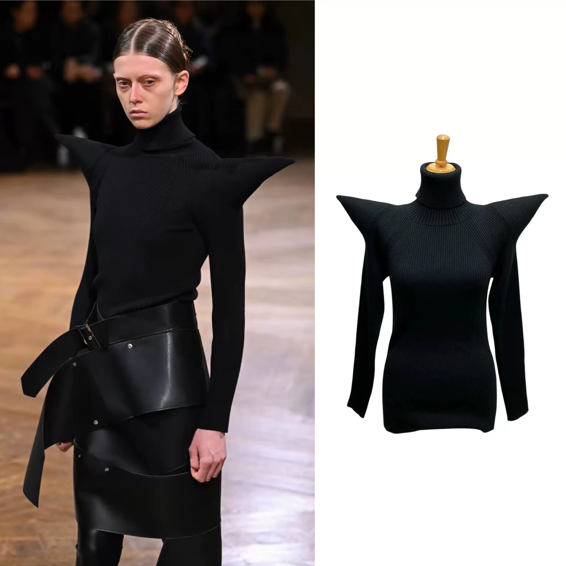 Junya Watanabe sculptural black wool knit top by junya watanabe Size US M / EU 48-50 / 2 - 1 Thumbnail