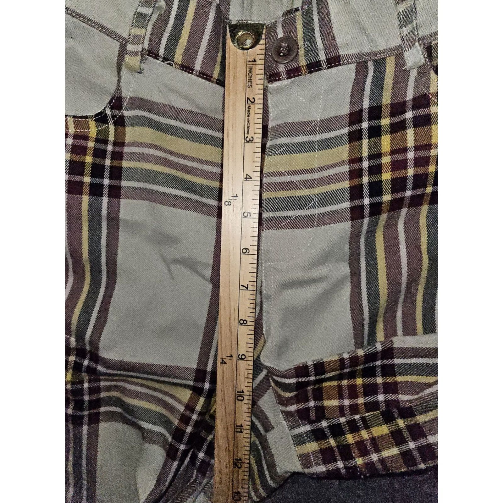 Urban Outfitters VINTAGE Urban Outfitters Cargo Pants Juniors PS Beige Plaid Wide-Leg 90s Grunge Bohemian Baggy Mid Rise Pockets Womens Size 28" / US 6 / IT 42 - 4 Thumbnail