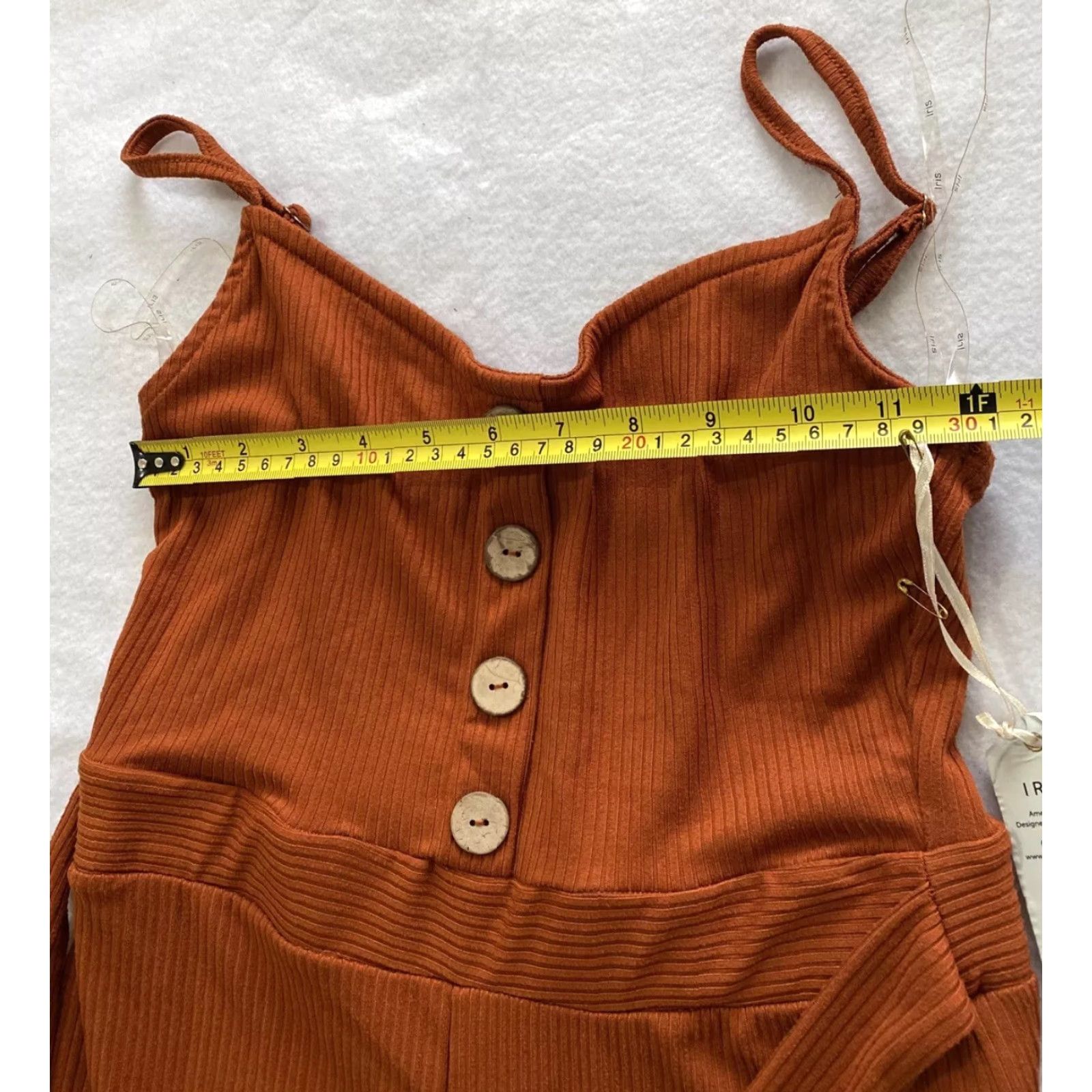 Vintage IRIS Jumpsuit Women’s Size Small Brown Stretch Floral Lace Top Sleeveless Scoop Neck Back Zipper 30" Inseam Formal/Party 2020-2029 Women/S Size 28" / US 6 / IT 42 - 6 Thumbnail