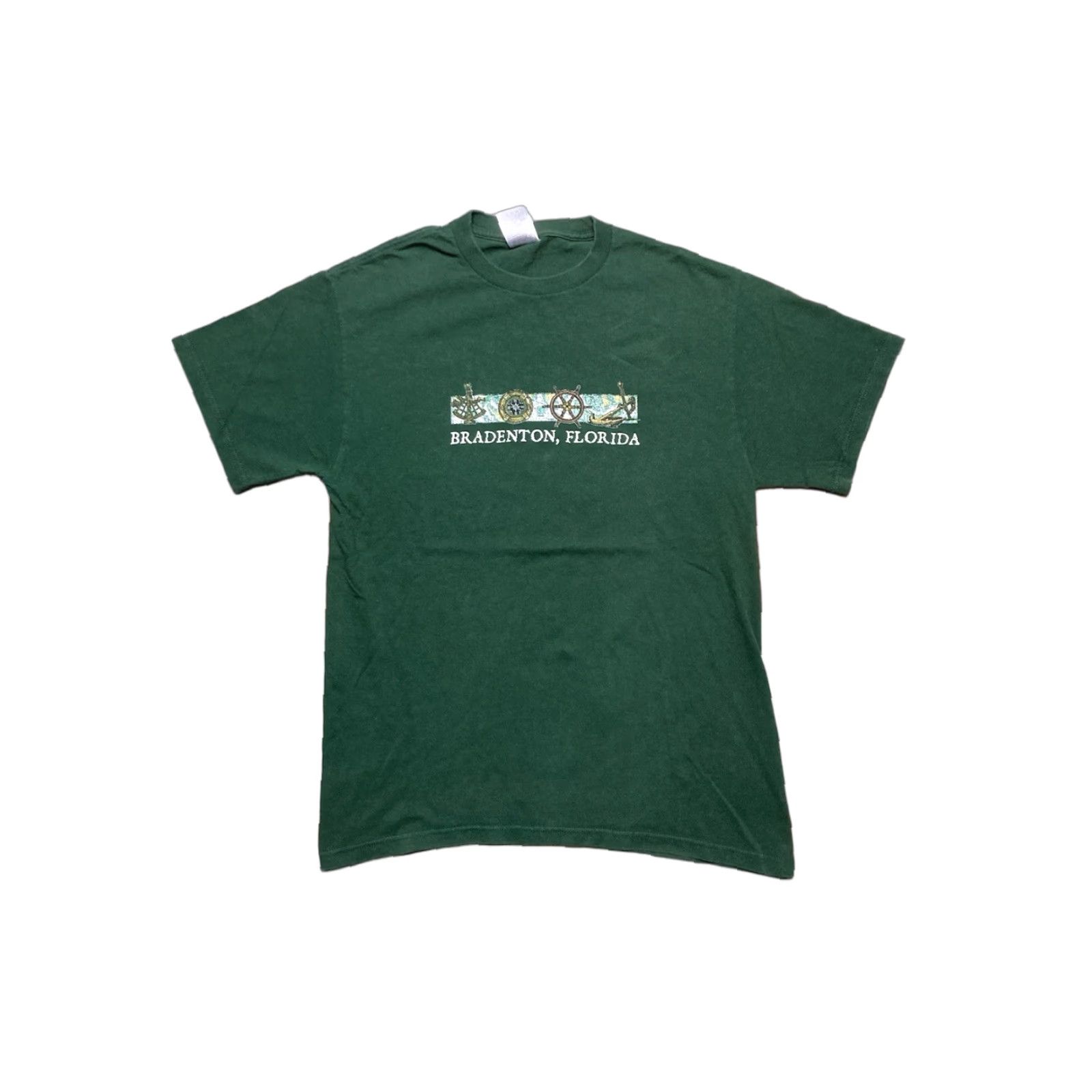 Vintage VINTAGE Bradenton Florida Beach Ship Wheel Boat Anchor Graphic T-Shirt M & M Men Medium Green Shirt Mens Size US M / EU 48-50 / 2 - 1 Thumbnail