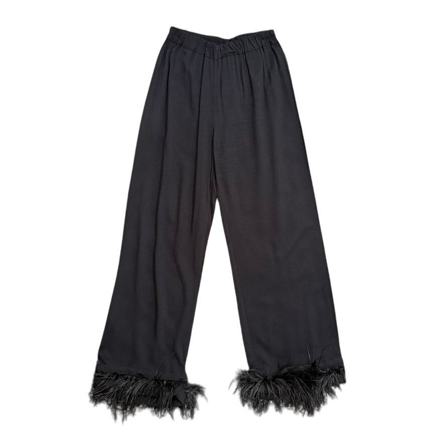Sleeper Sleeper Party Pajama Pant With Feathers in Black, Size XS Size 25" / US 0 / IT 36 - 4 Thumbnail
