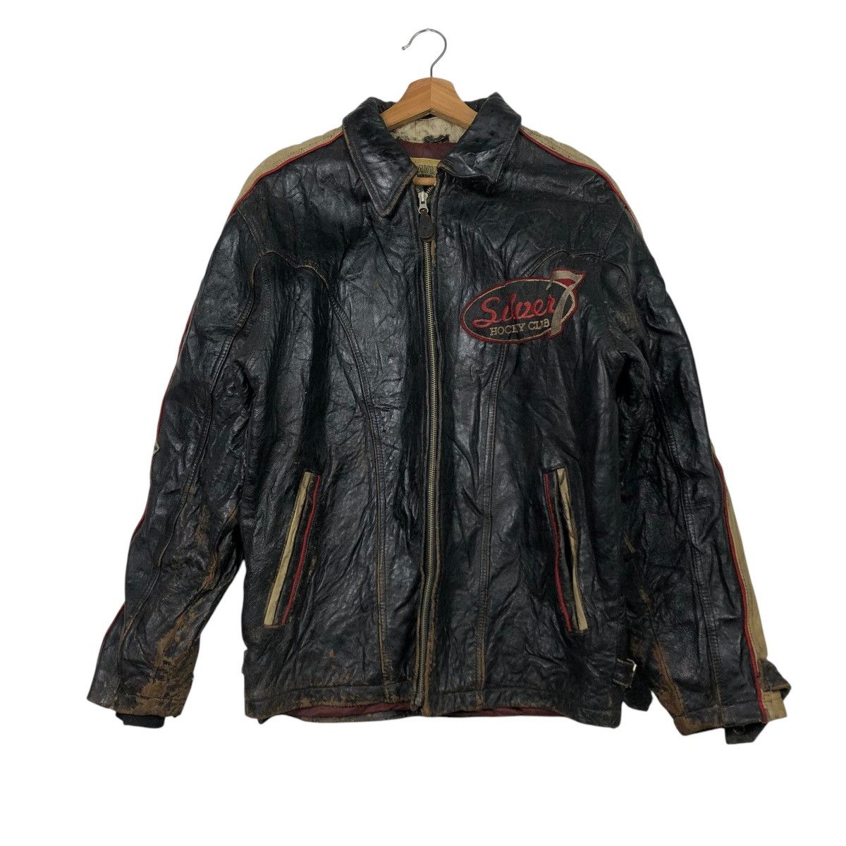 Avirex 🔥VINTAGE VARSITY LEATHER JACKET AVIREX USA SILVER HOCKEY Size US S / EU 44-46 / 1 - 2 Thumbnail