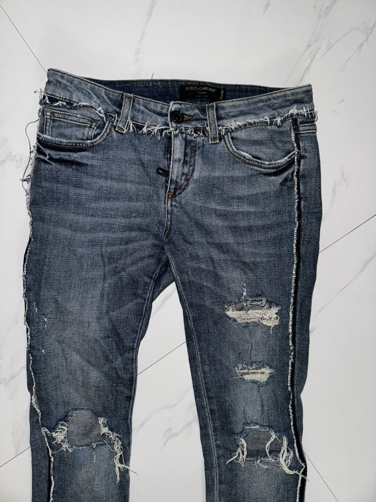 Dolce & Gabbana Distressed Ripped Dolce and Gabbana skinny jeans Size 27" / US 4 / IT 40 - 1 Thumbnail