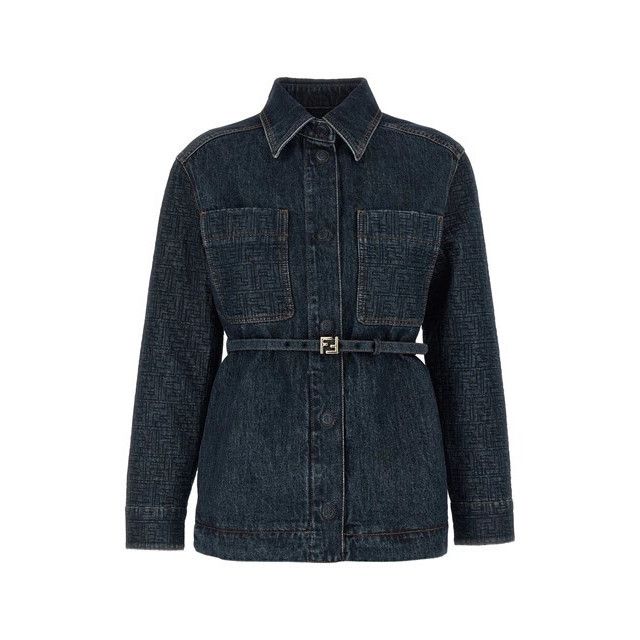 FENDI $2500 Dark Blue Denim Go To Jacket New & Authentic (Wo