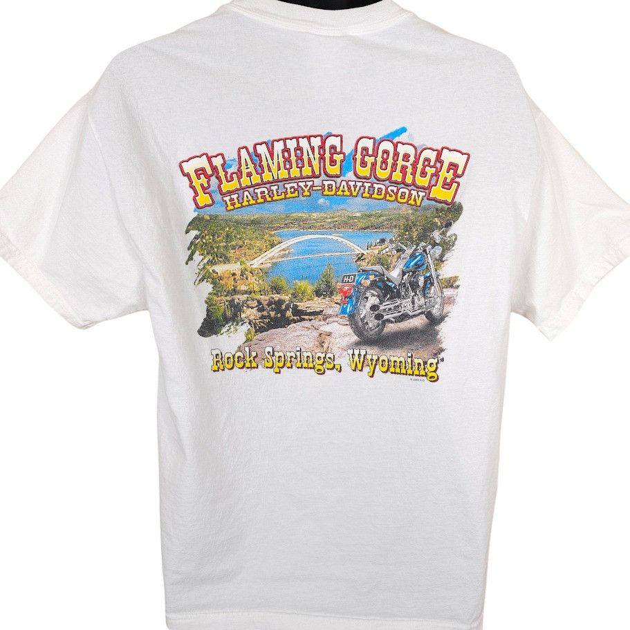 Harley Davidson Harley Davidson T Shirt Mens Size Large White Flaming Gorge Size US L / EU 52-54 / 3 - 1 Thumbnail