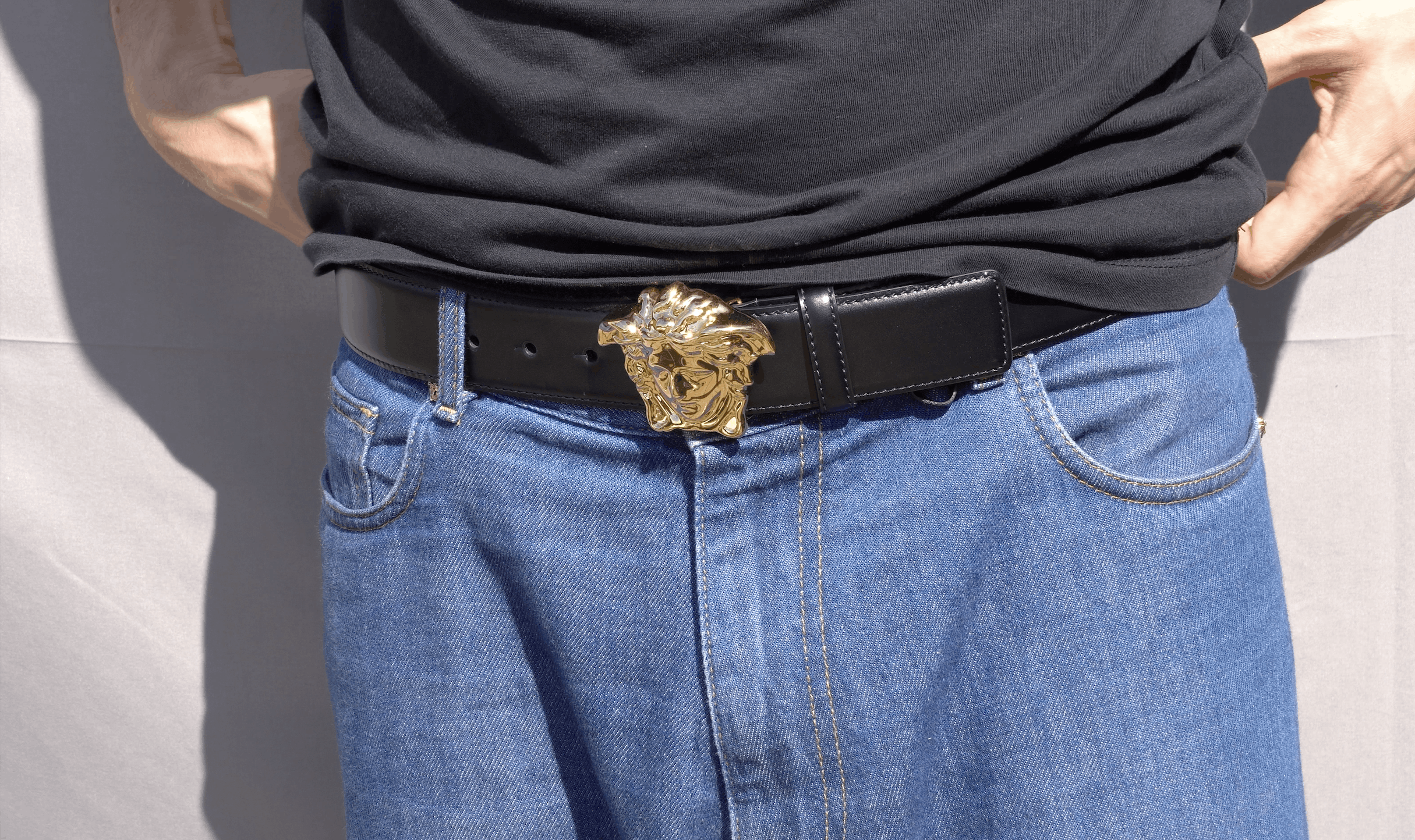 Versace SS23 LA MEDUSA LEATHER BELT FLAT