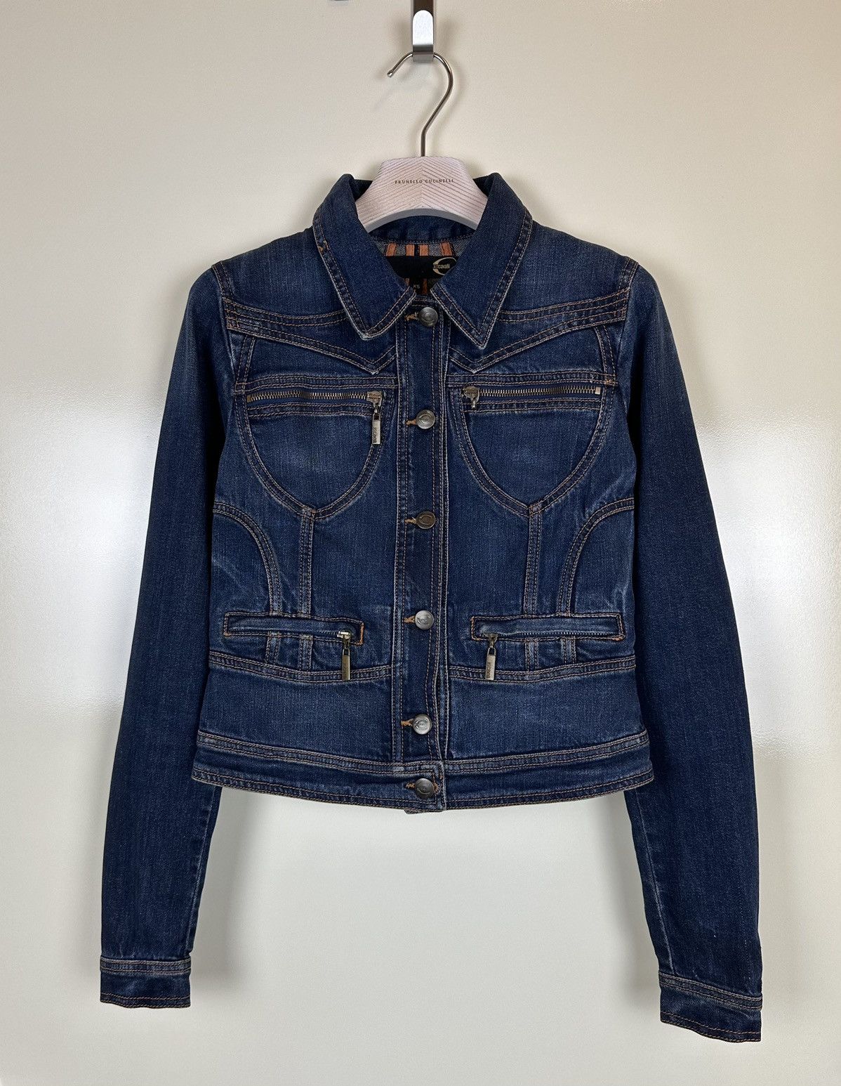 Just Cavalli × Roberto Cavalli × Vintage Just Cavalli denim vintage jacket blue biker moto cropped Size XS / US 0-2 / IT 36-38 - 1 Thumbnail