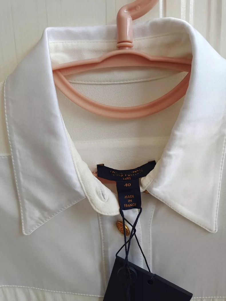 Louis Vuitton Louis Vuitton White Long Sleeve Pleated Shirt Dress-2506 Size L / US 10 / IT 46 - 4 Thumbnail