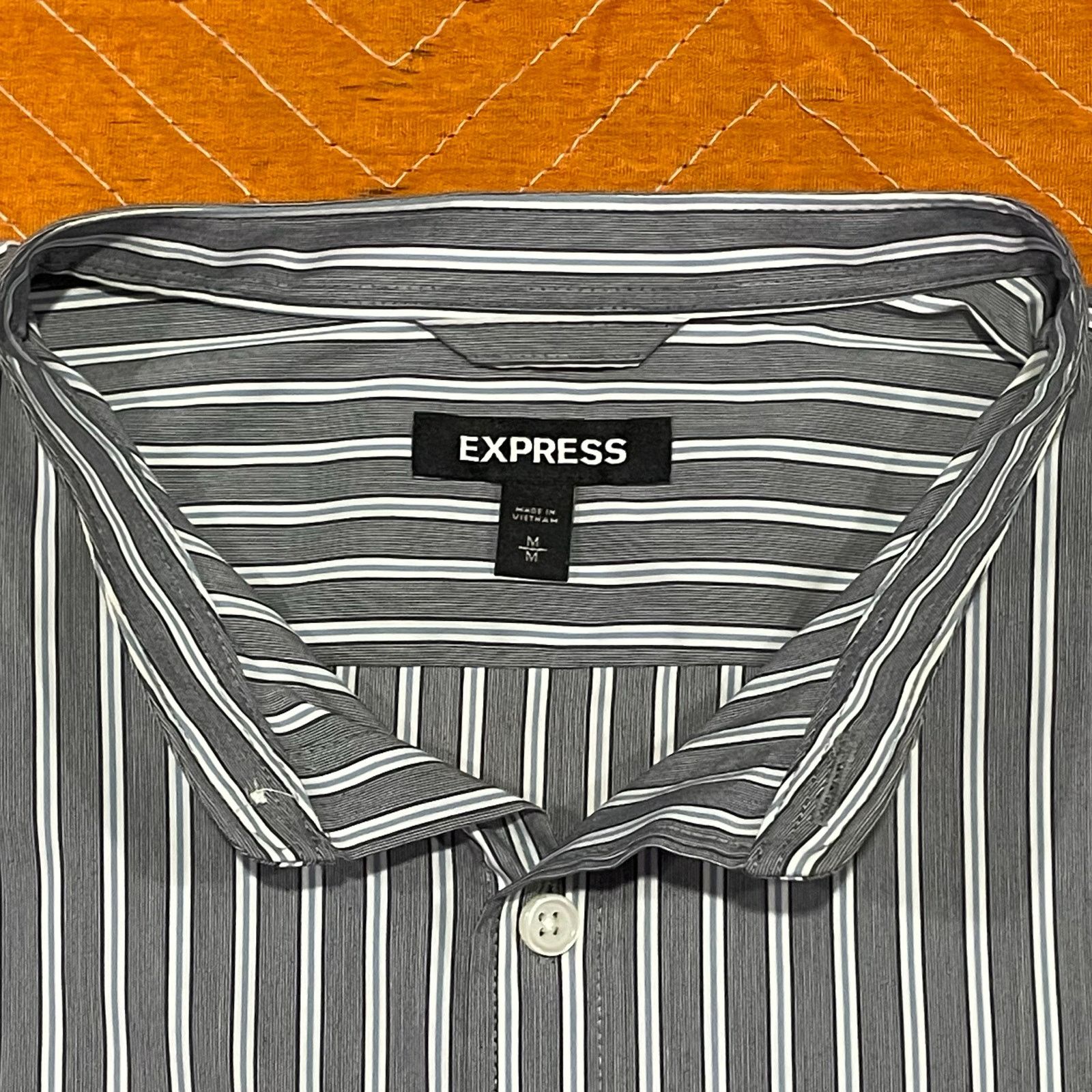 Express Express: Stripped Band Collar Shirt Size US M / EU 48-50 / 2 - 1 Thumbnail