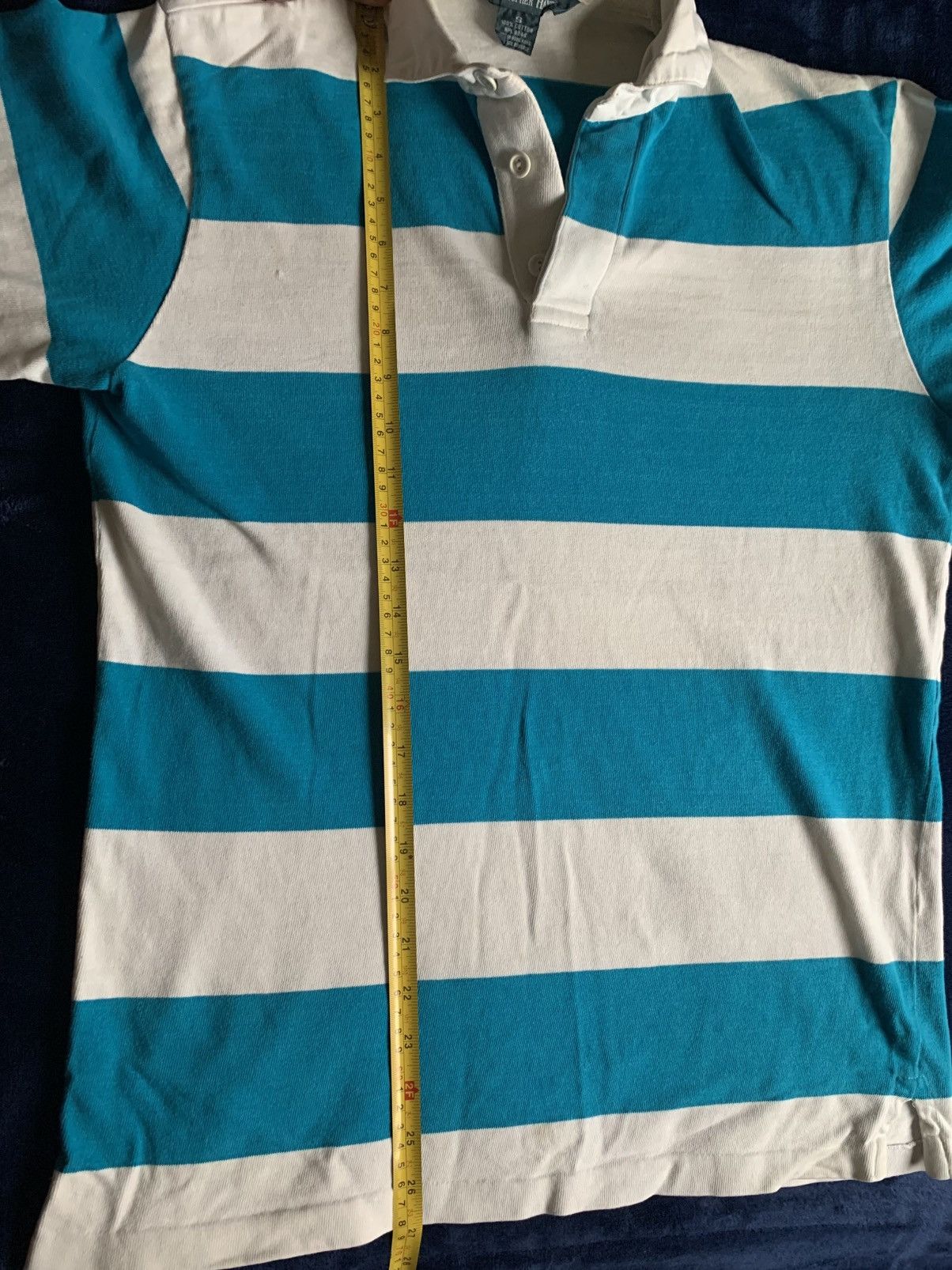 Other White Blue Cyan Striped Polo Sweater Vintage Fashion Street Size US M / EU 48-50 / 2 - 5 Thumbnail