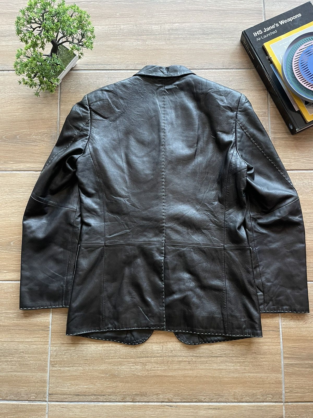 Japanese Brand × Le Grande Bleu (L.G.B.) × Tornado Mart Tornado Mart Leather Stitched Blazer Size US M / EU 48-50 / 2 - 14 Thumbnail