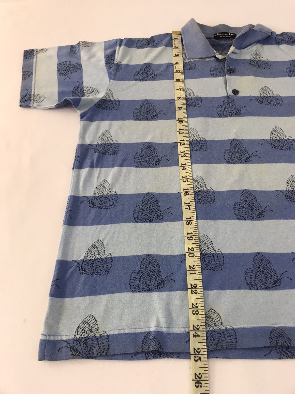 Christian Dior Monsieur 90s Christian Dior Monsieur Striped Butterfly Blue Polo Tee Size US XL / EU 56 / 4 - 9 Thumbnail