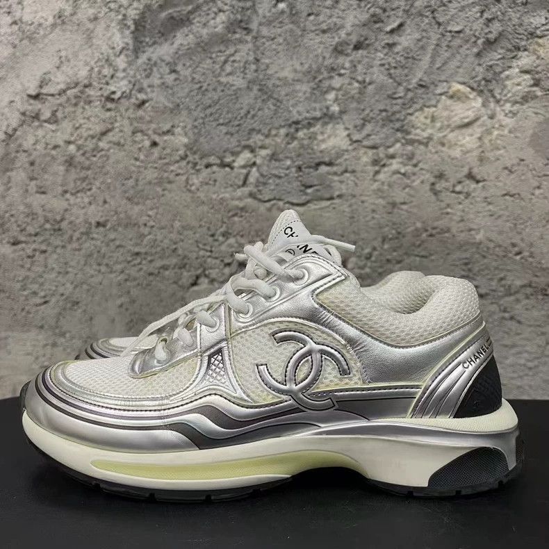 Chanel Chanel Silver Running Sneakers Size US 8 / EU 41 - 2 Thumbnail